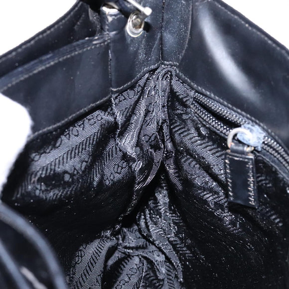 PRADA Shoulder Bag Canvas Leather Silver White Auth bs28706