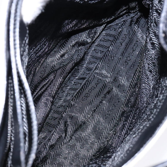 PRADA Shoulder Bag Canvas Leather Silver White Auth bs28706