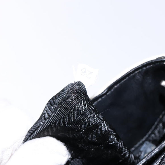 PRADA Shoulder Bag Canvas Leather Silver White Auth bs28706