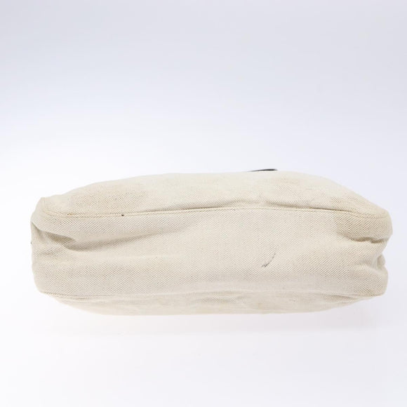 PRADA Shoulder Bag Canvas Leather Silver White Auth bs28706