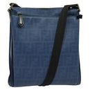 FENDI Zucca Canvas Shoulder Bag PVC Blue Silver Auth bs28711-1