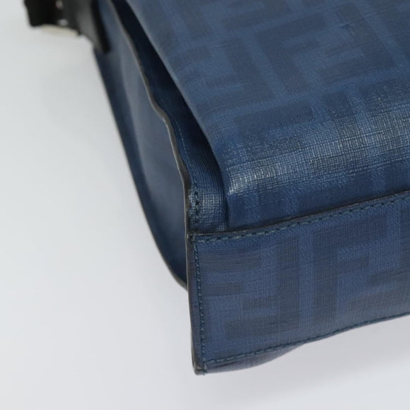 FENDI Zucca Canvas Shoulder Bag PVC Blue Silver Auth bs28711