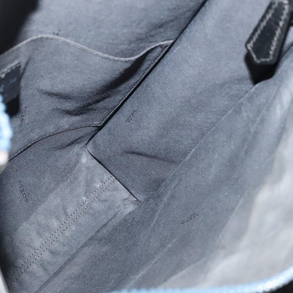 FENDI Zucca Canvas Shoulder Bag PVC Blue Silver Auth bs28711