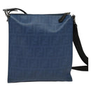 FENDI Zucca Canvas Shoulder Bag PVC Blue Silver Auth bs28711-2
