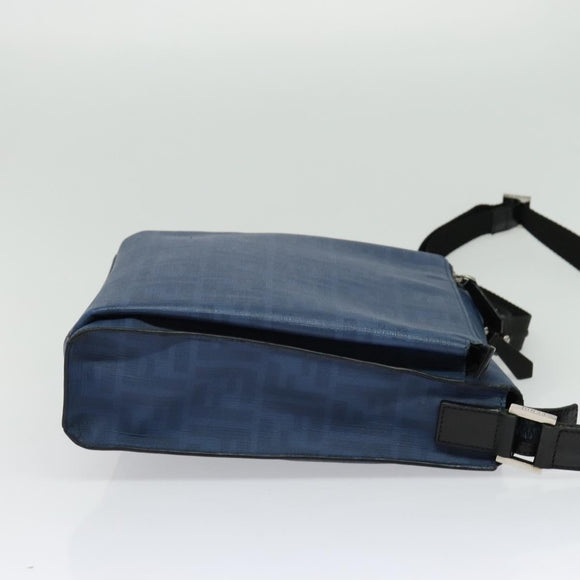 FENDI Zucca Canvas Shoulder Bag PVC Blue Silver Auth bs28711