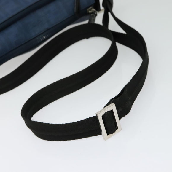 FENDI Zucca Canvas Shoulder Bag PVC Blue Silver Auth bs28711