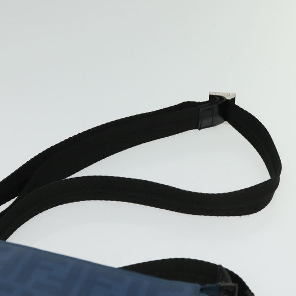 FENDI Zucca Canvas Shoulder Bag PVC Blue Silver Auth bs28711