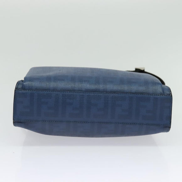 FENDI Zucca Canvas Shoulder Bag PVC Blue Silver Auth bs28711