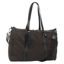 FENDI Zucchino Canvas Boston Bag 2way Brown Black Auth bs28712-1