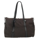 FENDI Zucchino Canvas Boston Bag 2way Brown Black Auth bs28712-2