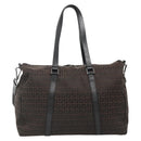 FENDI Zucchino Canvas Boston Bag 2way Brown Black Auth bs28712-3