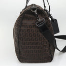 FENDI Zucchino Canvas Boston Bag 2way Brown Black Auth bs28712-4
