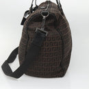 FENDI Zucchino Canvas Boston Bag 2way Brown Black Auth bs28712-5