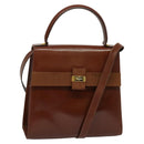 Salvatore Ferragamo Vala Hand Bag Leather 2way Brown Gold Auth bs28714-1
