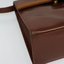 Salvatore Ferragamo Vala Hand Bag Leather 2way Brown Gold Auth bs28714-12