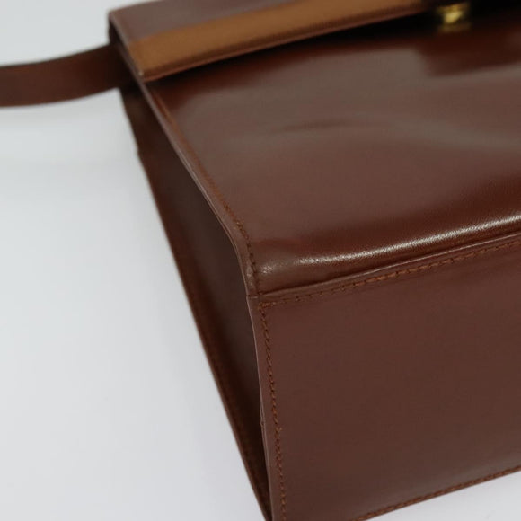 Salvatore Ferragamo Vala Hand Bag Leather 2way Brown Gold Auth bs28714