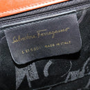 Salvatore Ferragamo Vala Hand Bag Leather 2way Brown Gold Auth bs28714-18