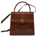 Salvatore Ferragamo Vala Hand Bag Leather 2way Brown Gold Auth bs28714-2