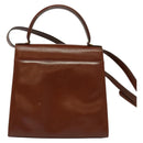 Salvatore Ferragamo Vala Hand Bag Leather 2way Brown Gold Auth bs28714-3