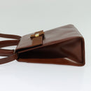 Salvatore Ferragamo Vala Hand Bag Leather 2way Brown Gold Auth bs28714-4