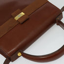 Salvatore Ferragamo Vala Hand Bag Leather 2way Brown Gold Auth bs28714-6
