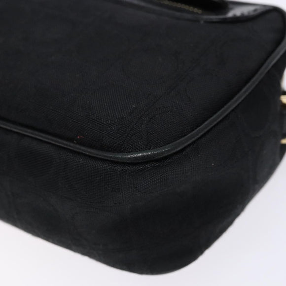 Salvatore Ferragamo Gancini Shoulder Bag Canvas Leather Black Gold Auth bs28715