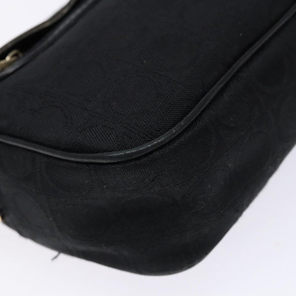 Salvatore Ferragamo Gancini Shoulder Bag Canvas Leather Black Gold Auth bs28715