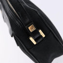 Salvatore Ferragamo Gancini Shoulder Bag Canvas Leather Black Gold Auth bs28715-14