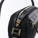 Salvatore Ferragamo Gancini Shoulder Bag Canvas Leather Black Gold Auth bs28715-16
