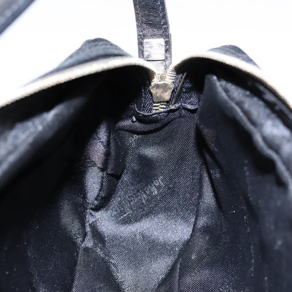 Salvatore Ferragamo Gancini Shoulder Bag Canvas Leather Black Gold Auth bs28715