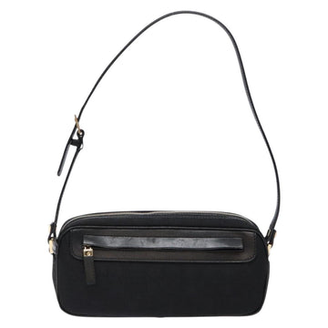 Salvatore Ferragamo Gancini Shoulder Bag Canvas Leather Black Gold Auth bs28715 - 0