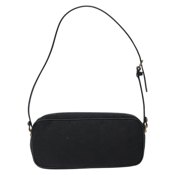 Salvatore Ferragamo Gancini Shoulder Bag Canvas Leather Black Gold Auth bs28715