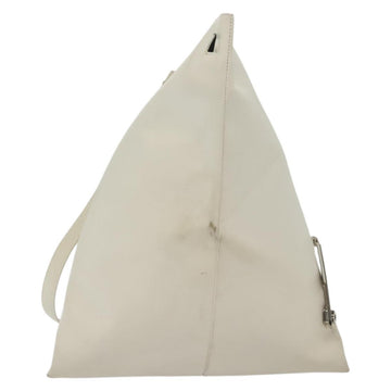 Salvatore Ferragamo Shoulder Bag Leather White Silver Auth bs28717