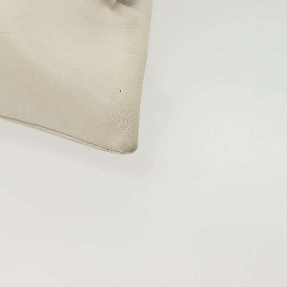 Salvatore Ferragamo Shoulder Bag Leather White Silver Auth bs28717