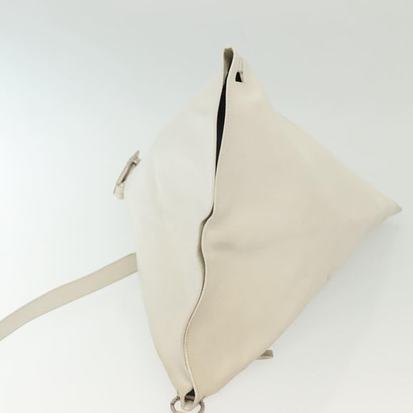 Salvatore Ferragamo Shoulder Bag Leather White Silver Auth bs28717