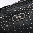 Salvatore Ferragamo Gancini Tote Bag Leather Black Silver Auth bs28720-14