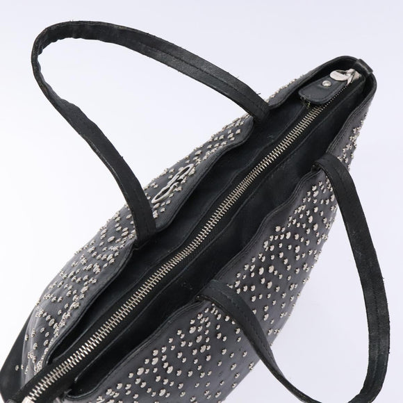 Salvatore Ferragamo Gancini Tote Bag Leather Black Silver Auth bs28720