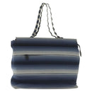 Salvatore Ferragamo Vala Vala Tote Bag Canvas Blue Silver Auth bs28721-1