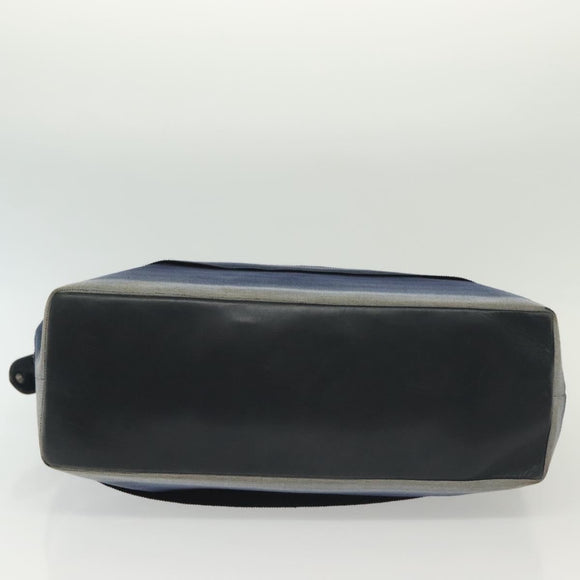 Salvatore Ferragamo Vala Vala Tote Bag Canvas Blue Silver Auth bs28721