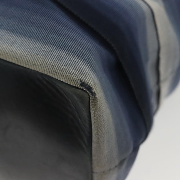 Salvatore Ferragamo Vala Vala Tote Bag Canvas Blue Silver Auth bs28721