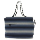 Salvatore Ferragamo Vala Vala Tote Bag Canvas Blue Silver Auth bs28721-13