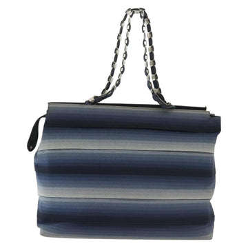 Salvatore Ferragamo Vala Vala Tote Bag Canvas Blue Silver Auth bs28721 - 0