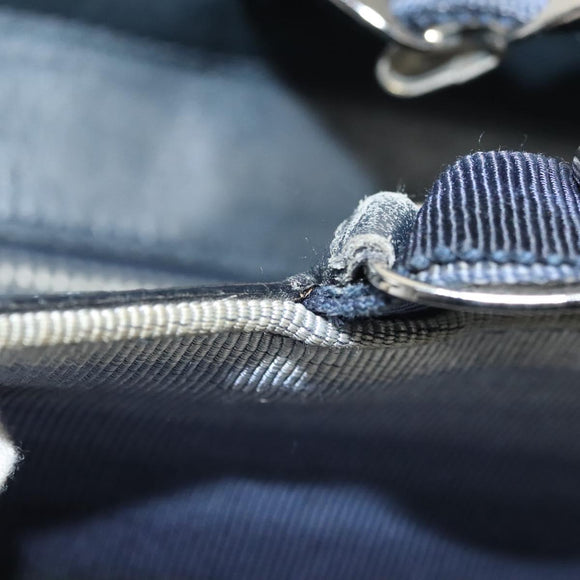 Salvatore Ferragamo Vala Vala Tote Bag Canvas Blue Silver Auth bs28721