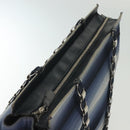 Salvatore Ferragamo Vala Vala Tote Bag Canvas Blue Silver Auth bs28721-7