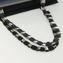 Salvatore Ferragamo Vala Vala Tote Bag Canvas Blue Silver Auth bs28721-8