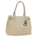 Christian Dior Canage Tote Bag Coated Canvas Leather Ivory Silver Auth bs28723-1