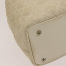 Christian Dior Canage Tote Bag Coated Canvas Leather Ivory Silver Auth bs28723-11