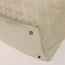 Christian Dior Canage Tote Bag Coated Canvas Leather Ivory Silver Auth bs28723-12
