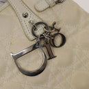 Christian Dior Canage Tote Bag Coated Canvas Leather Ivory Silver Auth bs28723-14