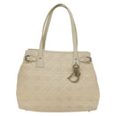 Christian Dior Canage Tote Bag Coated Canvas Leather Ivory Silver Auth bs28723-2